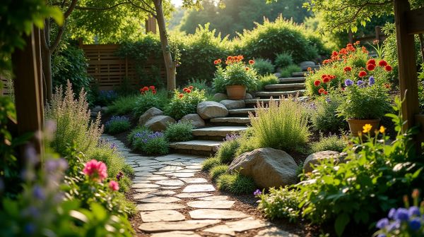 Jardin en pente : solutions créatives pour aménager un terrain incliné