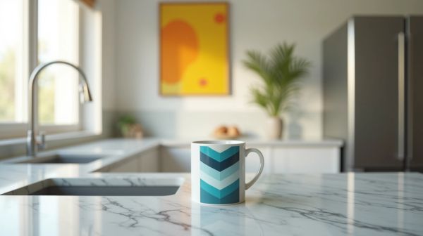 Motifs géométriques : le mug qui s'accorde à une cuisine design